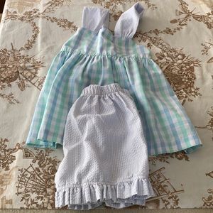 Banana Split gingham seersucker two piece outfit